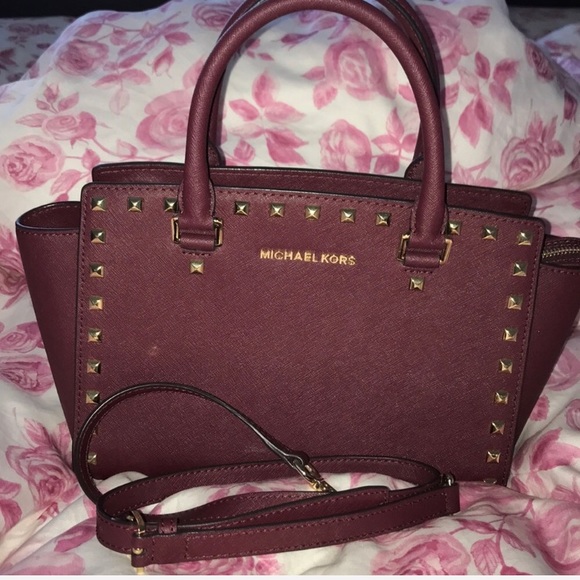Mk michael kors merlot maroon burgundy selma bag - Picture 8 of 8